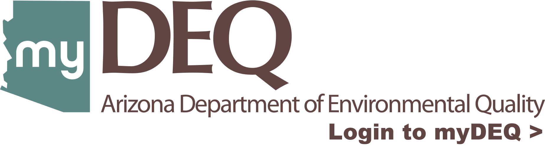 Image of the myDEQ Logo with the words Log In to MyDEQ >. Click this icon to log in